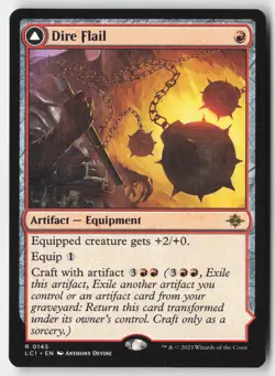 MTG - Dire Flail R The Lost Caverns of Ixalan 145 LP-NM - Image 1