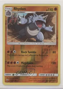 Rhydon Reverse Foil Pokemon Sun & Moon Burning Shadows #66 - Image 1