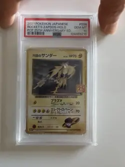 Pokemon Rocket's Zapdos Holo #008 25th Anniversary THAI PSA 10 Celebrations - Image 1