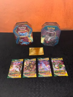 Sealed Evolving Skies Pokemon TCG Booster Packs Complete Art Set (4 Packs)+ Tins - Image 1