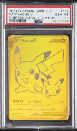 2021 POKEMON SWSH BLACK STAR PROMO #145 FULL ART/PIKACHU V PSA 10 - Image 1