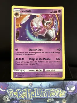 Pokemon Card Lunala 61/145 Guardians Rising Cracked Ice Holo Near Mint - Image 1