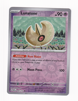 Lunastone 092/197 Obsidian Flames 2023 Reverse Holo Pokemon Card Near Mint NM - Image 1