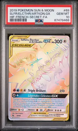 Carte Pokemon Sulfura, Electhor et Artikodin GX 69/68 PSA 10 Destinees Occulte - Image 1