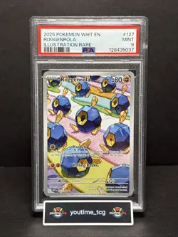 2025 Pokemon Wht En-White Flare Illustration Rare Roggenrola #127 PSA 9 - Image 1
