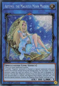 Yugioh Artemis, the Magistus Moon Maiden BLCR-EN095 Secret Rare 1st Edition LP - Image 1