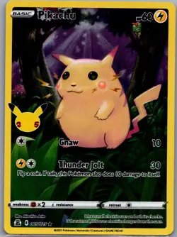Pikachu 005/025 ERROR Double Print Celebrations - Pokemon Card - NM - Image 1