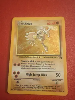 Pokemon TCG Hitmonlee Fossil 7/62 Holo Unlimited Holo Rare - Image 1