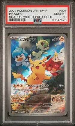 2022 POKEMON JPN SV PROMO SCARLET & VIOLET PRE-ORDER #001 PIKACHU PSA 10 - Image 1