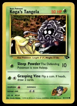 Koga's Tangela 81/132 Pokemon Card Gym Challenge Common 50 HP LP P29 - Image 1