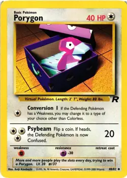 Porygon 48/82 Team Rocket Uncommon Light Play Pokemon DNA GAMES - Image 1