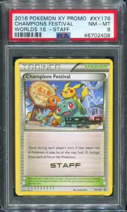 Pokemon Champions Festival World Championship Promo Staff XY176 PSA 8 NM-MT 2016 - Image 1