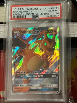 PSA 10 Charizard GX SM211 Pokemon SM Black Star Promo 2019 Hidden Fates Tins - Image 1