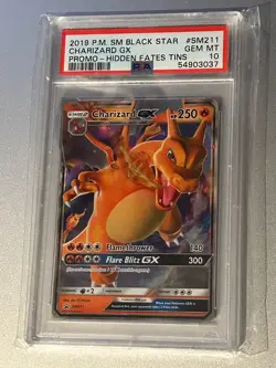 PSA 10 Charizard GX SM211 Pokemon SM Black Star Promo 2019 Hidden Fates Tins - Image 2