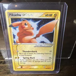 2006 Pokemon Gold Star Pikachu EX Holon Phantoms 104/110 Holo RAW - Image 1