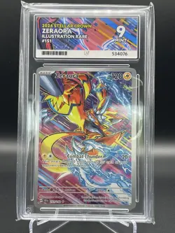 Ace Graded 9 Mint Pokemon Zeraora Stellar Crown Illustration Rare Card 151/142 - Image 1