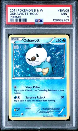2011 POKEMON BLACK & WHITE PROMO BW08 OSHAWOTT-HOLO PSA 9 MINT - Image 1