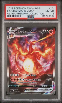 2022 POKEMON SWSH BLACK STAR PROMO #261 FULL ART/CHARIZARD VMAX PSA 8 - Image 1