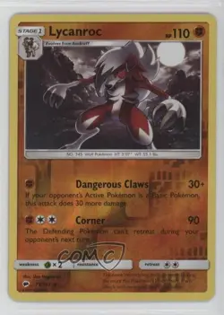 Lycanroc Reverse Foil Pokemon Sun & Moon Burning Shadows #75 - Image 1