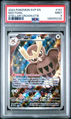 2024 POKEMON SVP EN-SV BLACK STAR PROMO #141 NOCTOWL PSA 9 - Image 1