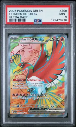 2025 POKEMON DRI EN-DESTINED RIVALS ULTRA RARE #209 ETHAN'S HO-OH EX PSA 9 - Image 1