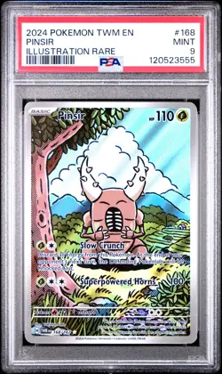 2024 POKEMON TWM EN-TWILIGHT MASQUERADE ILLUSTRATION RARE #168 PINSIR PSA 9 - Image 1