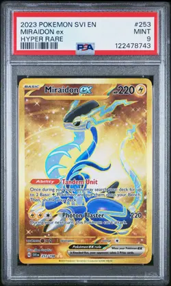 2023 POKEMON SVI EN-SCARLET & VIOLET HYPER RARE #253 MIRAIDON EX PSA 9 - Image 1