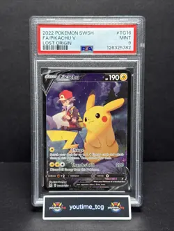 2022 Pokemon Sword & Shield Lost Origin Fa Pikachu V #TG16 PSA 9 - Image 1