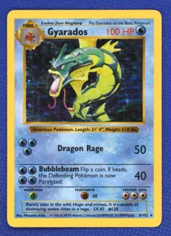 Pokemon Gyarados Holo Rare TCG Base Set Card 6/102 Vintage 1999 LP+ - Image 1