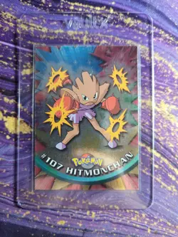 Pokemon Topps Card Hitmonchan #107 Holo Foil TV Animation 1st Edition Blue Logo - Image 1