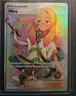 MINA POKEMON TCG SUN & MOON LOST THUNDER FULL ART TRAINER 211/214 Excellent - Image 1