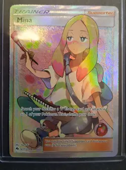 MINA POKEMON TCG SUN & MOON LOST THUNDER FULL ART TRAINER 211/214 Excellent - Image 3