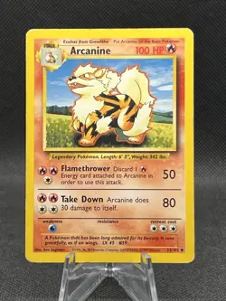 Pokemon TCG Base Set Arcanine Non Holo Uncommon 23/102 Vintage WOTC MP - Image 1