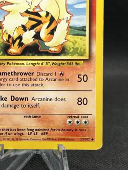 Pokemon TCG Base Set Arcanine Non Holo Uncommon 23/102 Vintage WOTC MP - Image 4