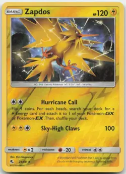 Zapdos 24/68 Reverse Holo Hidden Fates Pokemon Card NM - Image 1