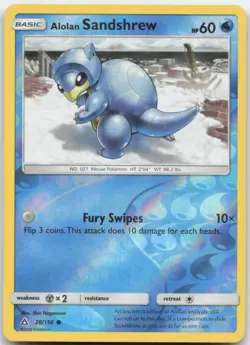 Alolan Sandshrew 28/156 Reverse Holo SM - Ultra Prism Pokemon Card NM - Image 1