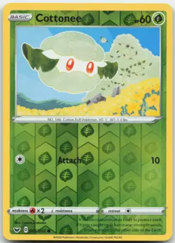 Cottonee 005/202 Reverse Holo SWSH01: Sword & Shield Base Set Pokemon Card NM - Image 1