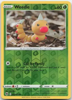 Weedle 002/073 Reverse Holo Champion's Path Pokemon Card NM - Image 1