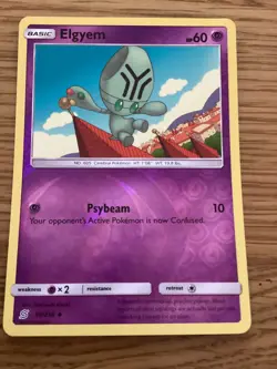 Elgyem Pokemon Card 90/236 Reverse Holo- Used -Sun & Moon-Unified Minds - Image 1