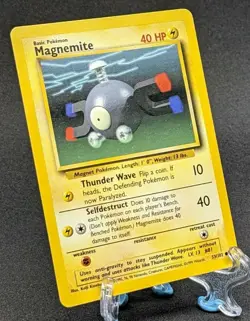 Pokemon Base Set Unlimited Magnemite Common Card 53/102 LP - Image 1