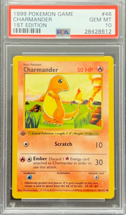 1999 POKEMON BASE SET 1ST EDITION #46 CHARMANDER PSA 10 - Image 1