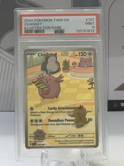 2024 Pokemon TWM En-Twilight Masquerade #187 Chansey Illustration Rare PSA 9 - Image 1