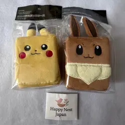 Pokemon Card Game Plush Deck Box Case Pikachu & Eevee Pokemon Center NEW Japan - Image 1