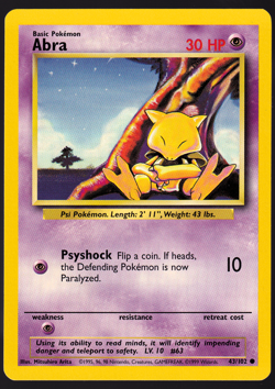 Abra 43/102 Base Set 1999 Pokemon TCG Card NM - Image 1