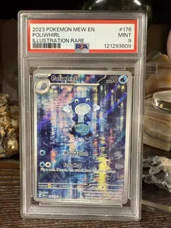 Poliwhirl Illustration Rare 2023 Pokemon Mew en 176 PSA 9 Mint TCG 151 - Image 1