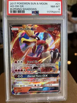PSA 8 Ho-Oh GX Sun And Moon - Burning Shadows #21 Pokemon TCG - Image 1