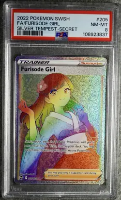 2022 POKEMON SWORD & SHIELD SILVER TEMPEST 205 FULL ART/FURISODE GIRL SEC PSA 8 - Image 1
