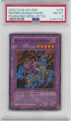 REAPER on the NIGHTMARE YUGIOH HOLO PGD-078 1ST EDITION PSA #91847706 NMMT8 2003 - Image 1