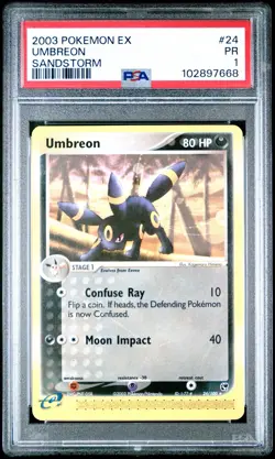 PSA 1 Umbreon 24/100 Ex Sandstorm 2003 Pokemon E Reader Series PR - Image 1