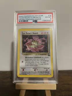 2000 Pokemon TCG Pokemon League Black Star Promo #18 Team Rockets Meowth PSA6 - Image 1